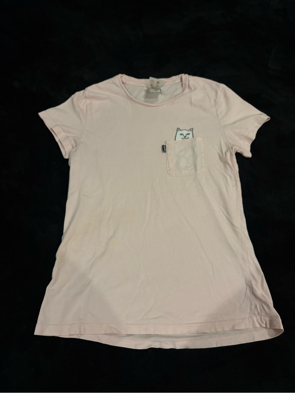 Ripndip Pink Tee with Cat Pocket Graphic